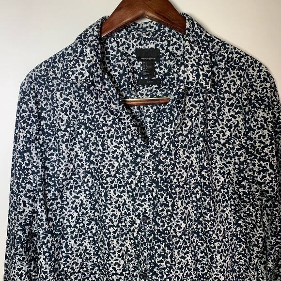 H&M Premium 100% Cotton Slim Fit Button Down Shirt Allover Print Mens Size Large - Picture 10 of 16